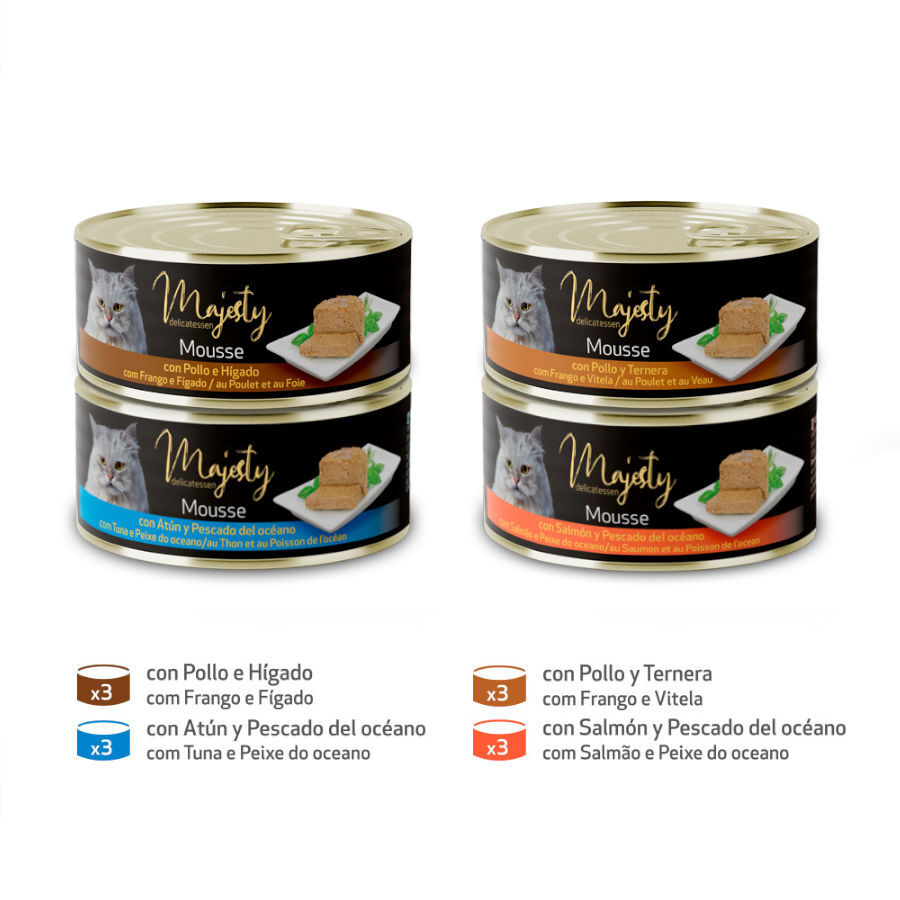 12 latas x 85 g Majesty Adult Mousse Mix lata para gatos - Pack, , large Imagem n&uacute;mero 2